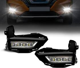 Mfl-nr17-dtl Modifystreet For 2017-2020 Nissan Rogue Led Fog Lights Clear Lens With Drl And Turning Light