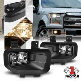 Mt1-hc018ltzlf Motor-1 Crystal Clear Fog Light Bumper Lamps With Switch Harness Bezel For 15-17 Ford F150
