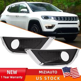 53224456 Mzorange Pair Bumper Fog Light Covers Bezel Chrome Trim For Jeep Compass 2017-2019 2020