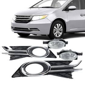 Mt1-hc481ltzlf Mzorange Bumper Fog Light Lamp Bezel With Wiring Switch Kit For Honda Odyssey 14-17