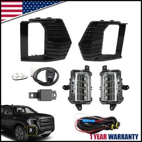 Mslafl-0212 Nakkaa For 2021-2023 Gmc Yukon Xl Clear Led Fog Lights Front Bumper Lamp With Bezel Switch