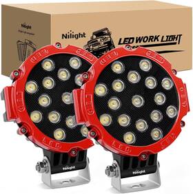 15023fr-b Nilight - Led Light Bar 2pcs 7 Inch 51w 5100lm Red Round Flood