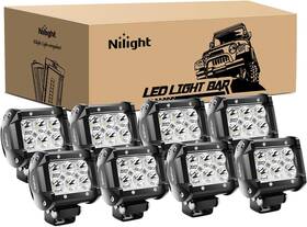 Nilight 600537017597 - Ni 06a-18w Led Light Bar 8pcs 18w 1260lm Spot Pods White
