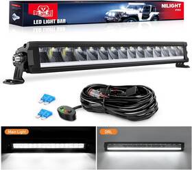 0175 Nilight 812227033927 19.5 Inch Single Row Slim 19.5inch Drl Light Wiring Kit White