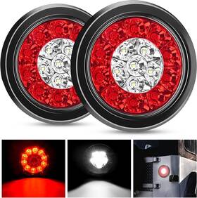 Tl-97 Nilight 2pcs 4 Inch Round Red White Led Trailer Tail Lights 16leds Ip67 Waterproof