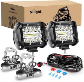 Zh454 Nilight 2pc 4inch Triple Row Lights Led Pods Wiring Pillar Hood