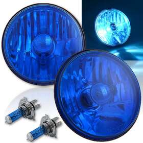 Octane Lighting 750363717892 5-3/4 Halogen Diamond Crystal Clear Blue Headlight Headlamp 60/55w H4 Bulbs Pair