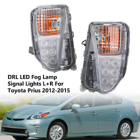 C115-234-clear Pair Drl Led Fog Lamp Signal Lights Rh Lh For Toyota Prius 2012-2015