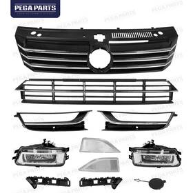 Vw6220313 Pegaparts Front Bumper Upper Lower Grill Fog Light Chrome Trim Set For 2012-2015 Vw Passat