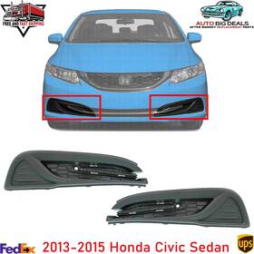 13460052 Perfect Fit Front Bumper Fog Lamp Hole Covers Set Without Lamps For 13-15 Honda Civic Sedan