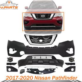 Ni1000314 Perfect Fit Front Bumper Cover Kit With Grille And Fog Lights For 2017-2020 Nissan Pathfinder