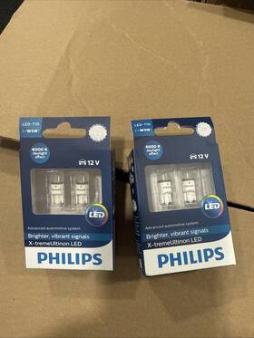 12v5w Philips 12799 Led T10 W5w 6000k Day White Light Auto Car Lamp Bulb X 2