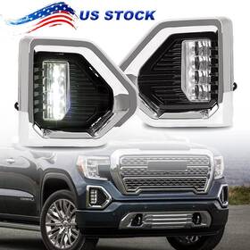 Prib000002043 Led Fog Lights With Chrome Bezels For Gmc Sierra 1500 Denali 2019-2022 Switch Wire