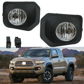 R821123 Racingcarpartshome Clear Lens Driving Fog Lights Bumper Lamp Kit For 2016-2021 Toyota Tacoma Sr Sr5