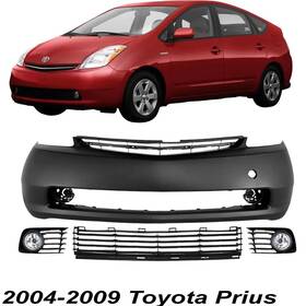 12815762 Replacement Front Bumper Cover Primed Plastic And Fog Lights Kit For 2004-2009 Toyota Prius