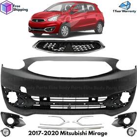 Replacement 195975979182 Front Bumper Cover Paintable And Fog Lights Kit For 2017-2020 Mitsubishi Mirage