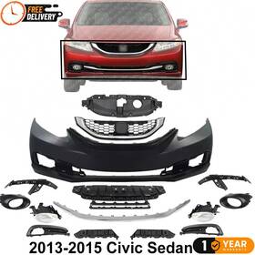 5536316 Replacement Front Bumper Cover And Fog Light Assembly Kit For 2013-2015 Honda Civic Sedan