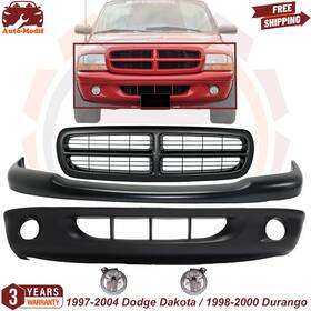Replacement 9621148 Front Bumper Assembly And Grille / Fog Light Pair For 1997-2004 Dodge Dakota
