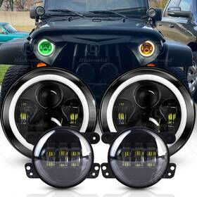 7y0018-2 Ridroid Led Headlights Fog Light Lamp Combo Kit For Jeep Wrangler Jl Gladiator 2018-2021