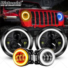7y0019-2 Ridroid For Hummer H2 H3t 06-10 7 Inch Halo Led Headlight Drl&4 Fog Lights Combo Kit