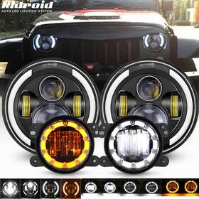 7y02-wd07 Ridroid 7 Inch Halo Led Headlights 4 Fog Lights For 1997-2018 Jeep Wrangler Tj Jk