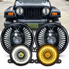 7y24-2 Ridroid For 2007-2018 Jeep Wrangler Jk Jku 7 Inch Halo Led Headlights Fog Lights Combo
