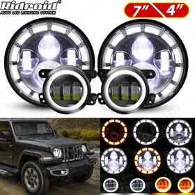 At3-2p7y1560w30w-turwd0007 Ridroid 7 Inch Halo Led Headlights 4 Fog Lights For 1997-2018 Jeep Wrangler Tj Jk