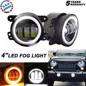 Autwd0103 Ridroid 2x 4inch Led Fog Light Drl White Halo Ring For Jeep Wrangler Jk 4 Door 2007-2018