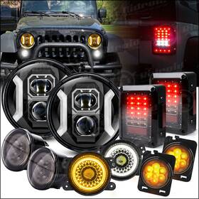 Kcd10 Ridroid 7 Inch Led Halo Headlights Fog Turn Fender Lamp Tail Lights For Jeep Wrangler Jk Jku