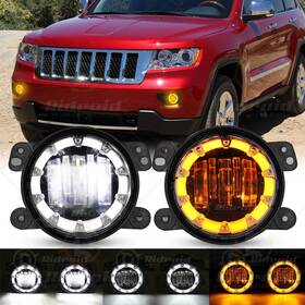 Wd00007 Ridroid Pair 4 Inch Round Led Fog Lights Halo Driving Lamps For Jeep Wrangler Jk Tj Lj