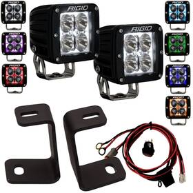 202053 Rigid Industries Radiance Pod Rgbw Led A-pillar Light Kit Mount For 17-20 Ford F150 Raptor