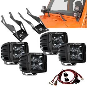 202213blk Rigid Industries 40335 Midnight Edition Pro Dually Led Lights Kit For 07-18 Jeep Wrangler Jk All
