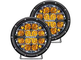 36201 Rigid Industries 360 Series Round Led Fog Lights Pair 6 Inch Spot Beam/amber Backlight