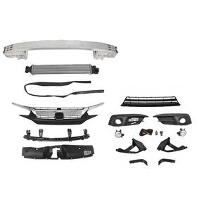 Eb1zwfciv1617pc Roky 17pc For Civic 2016-18 Chrome Grille Fog Light Bezel Intercooler Bumper Bracket