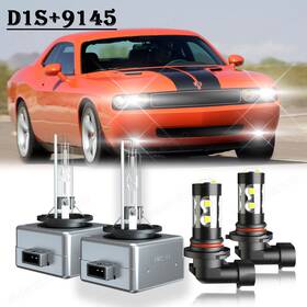 Skn-d1s Shenkenuo 9145 For Dodge Challenger 2008-2010 4pcs D1s Hid Headlight Led Fog Light Bulbs