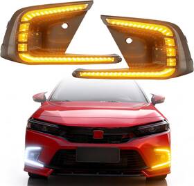 24civic-drl Sidi Fog Lights Assembly Drl For 2022 2023 2024 Honda Civic Hatchback Sedan 11th Gen