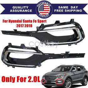 6598 Soillar Fit Hyundai Santa Fe Sport 2017-2018 1 Pair Of Front Fog Light Bezels Set 2.0l