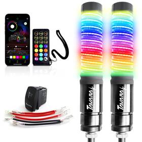 Tvr-wl-1ft-br-spiral-g5-2pc Tavaray 2pcs 1ft Cob Fat Whip Lights App And Remote Control Led Fo