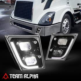 Team-alpha Tma-flhay005bk Black 3d Full Led Driving Fog Light Lamps Fits 2003-2017 Volvo Vn/vnl/vnm/vnx