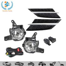 836031 Terrific-parts Pair Chrome Front Grille Assembly For 2013-2015 Toyota Rav4 Halogen Fog Lights