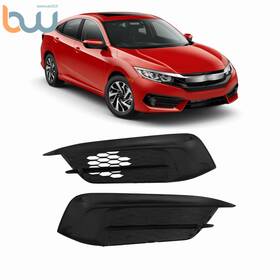 Bw750596th Tinvhy Pair Of Front Bumper Fog Lamps Black Bezel Cover For 2016-2018 Honda Civic Sedan