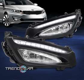 92201-2t010 Trendgear Auto Parts For 11 12 13 Optima Ex Lx Sx Bumper Driving Fog Light Lamp Chrome Led Drl Bezel