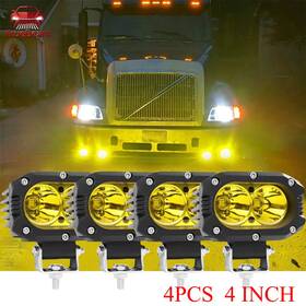 Mt-20220309-1637 Truebeam 4x 4 Inch Yellow Led Driving Light Spot Pods Fog Lamps Fit Peterbilt Mack Semi Truck