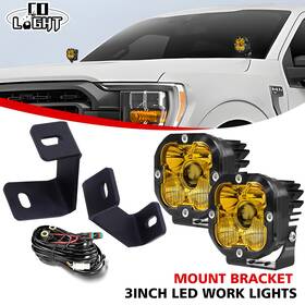 Uni-shine 955582289148 Amber Laser Led Pod Ditch Light Mount Bracket For 15-23 Ford F150 17-23 Raptor