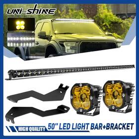 Wi-zt101 Uni-shine For 2004-2014 Ford F150 50ftft Led Light Bar Laser 3ftft Pods Hood Ditch Brackets
