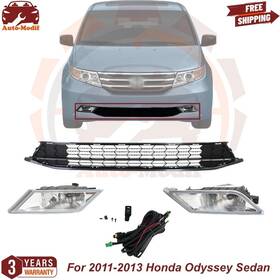 1268745 Uselitecarparts Front Bumper Lower Grille And Fog Lights Rh Lh For 2011-2013 Honda Odyssey Sedan