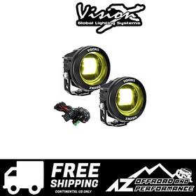 9951065 Vision X 3 Round Cg2 Sae Led Light Cannon Kit Pair Yellow 4320 Lumens 40w 3.33a