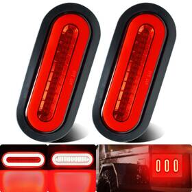 Wtlu0012 Wahmototin 2pcs 6 Inch Oval Led Trailer Red 52 Leds Halo Brake Stop Turn Signal Running