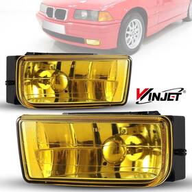 Winjet 794590995517 1 Pair Fog Lights For 1992-1999 Bmw 318is/318i With E36 Yellow Glass Lens