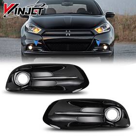 Winjet 794590999683 Pair Fog Light Black Bezel Cover Left Right For 2013 2014 2015 2016 Dodge Dart